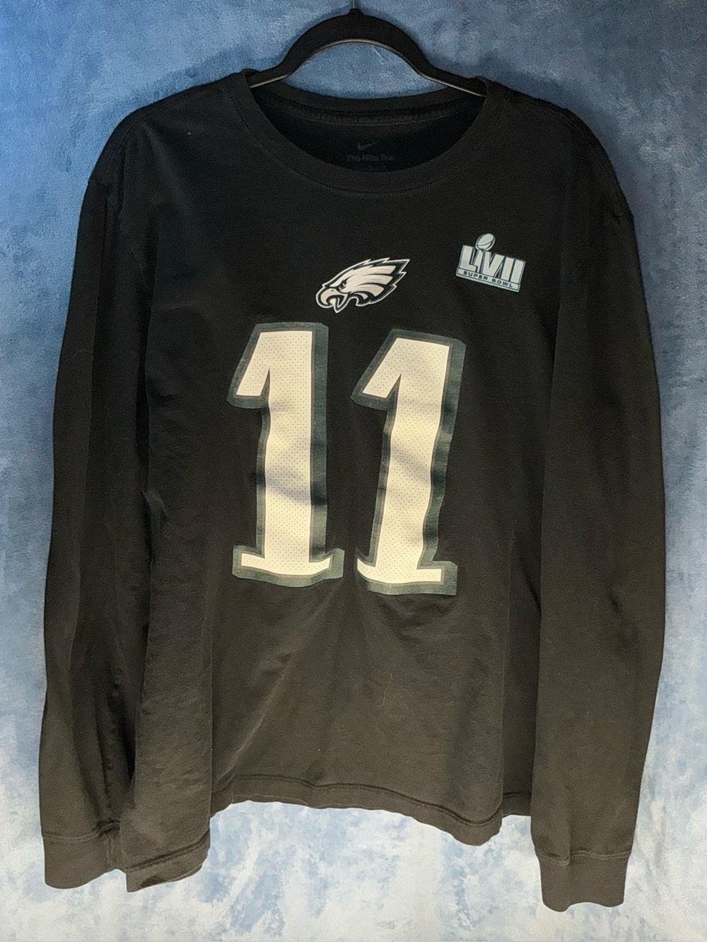 AJ Brown #11 Super Bowl 57 NIKE Long Sleeve Shirt Jersey XL
